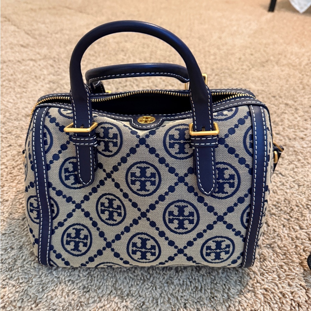 Tory Burch Navy and Cream Mini Satchel Nwot